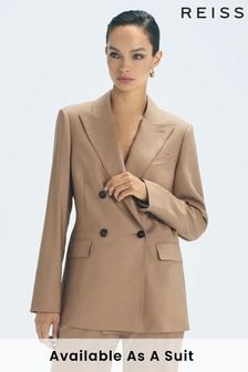 Reiss Camel Kate Wool Double Breasted Blazer (976950) | $875