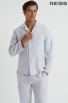 Reiss Ice Grey Keddington Cotton Button-Through Pyjama Shirt (977775) | 673 SAR
