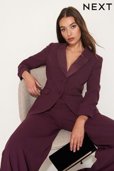 Plum Purple Tailored Crepe Single Breasted Blazer (977990) | OMR29