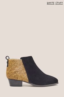 White Stuff Black Suede Pony Willow Ankle Boots (978068) | Kč3,135