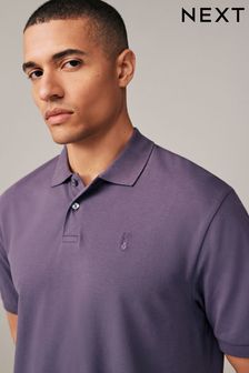 Fioletowy - Krój standardowy - Short Sleeve Pique Polo Shirt (978330) | 110 zł