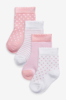 Lot de 4 paires de chaussettes à rayures/pois (Enfant)