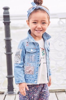 Veste en jean style western à empiècements patchwork  (3 mois - 7 ans)