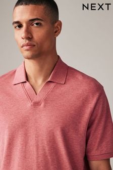 Pink Marl Short Sleeve Cuban Collar Pique Polo Shirt (978678) | €20