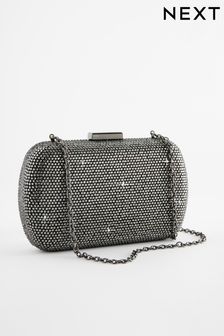 Silver Boxy Sequin Clutch Bag (978865) | $50