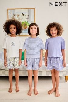 Blue/White Floral Short Pyjamas 3 Pack (9mths-16yrs) (978969) | NT$1,110 - NT$1,420