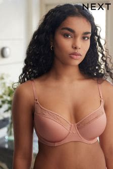 Rose Pink Pad Balcony Smoothing Floral Lace Bra (979115) | AED72
