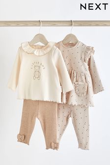 Beige Bear Baby T-Shirts and Leggings 4 Piece Set (979296) | €30 - €33