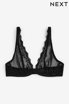 Lace Non Pad High Apex Wired Plunge Bra