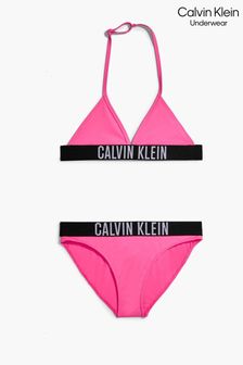 Różowe dziewczęce bikini Calvin Klein z trójkątnymi miseczkami (97Y917) | 157 zł