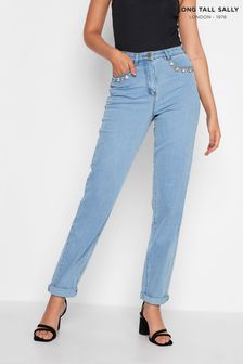 Long Tall Sally Blue Diamante Embellished Pocket UNA Stretch Mom Jeans (980207) | €28