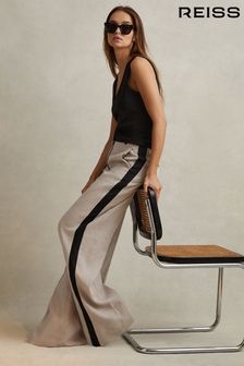 Reiss hlače iz lanenega platna s širokimi hlačnicami in barvnimi bloki Reiss Luella (980251) | €192