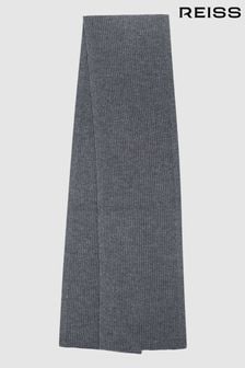 Reiss Charcoal Chesterfield Merino Wool Ribbed Scarf (980359) | KRW153,000