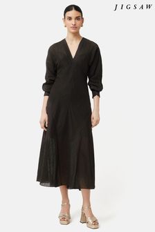Jigsaw Silk Linen Gauze Maxi Brown Dress (980560) | €185