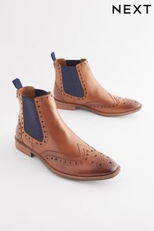 Tan Brown Brogue Chelsea Boots (980597) | KRW126,100