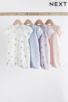 Pink/ Blue Floral Baby Rompers 4 Pack (981196) | HK$166 - HK$201