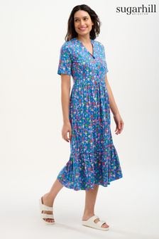 Modra obleka iz džersija z mavričnimi cvetlicami Sugarhill Brighton Heather (981245) | €37