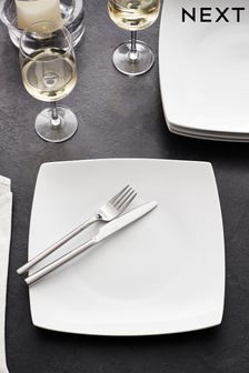 Set of 4 White Square Nova Set of 4 Dinner Plates (981312) | $56
