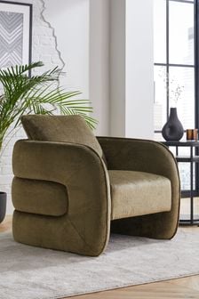 Plush Chenille Moss Green Kendra Curved Accent Chair (981576) | €460