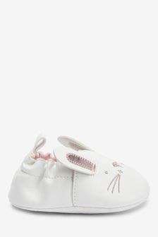 Белый с кроликом  - Детские туфли-слипоны (0-18 мес.) (981643) | €10