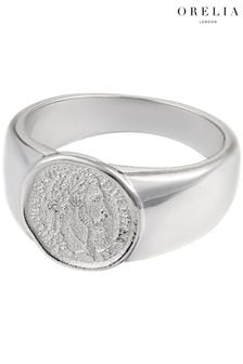 Orelia & Joe Silver Plated Coin Sovereign Signet Ring