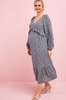 Navy Blue Maternity Ruffle Dress (981883) | €39