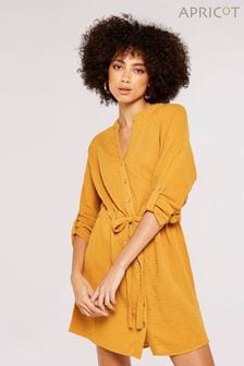 Apricot Mustard Yellow Tetra Tie Batwing Shirt Dress (981936) | €21.50