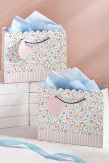 Set of 2 Pink Ditsy Floral Small Gift Bags (982138) | ₪ 12