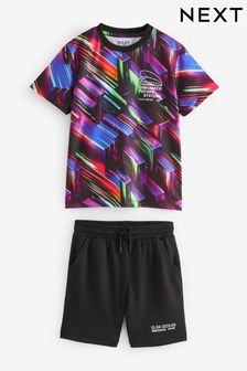 Black Mesh T-Shirt and Shorts Set (3-16yrs) (982158) | 94 QAR - 129 QAR