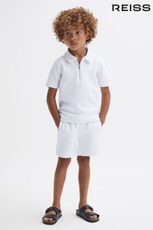 Reiss White Robin Senior Slim Fit Textured Drawstring Shorts (982580) | 206 QAR