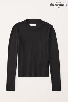 Abercrombie & Fitch Black Essential Cosy Mock Roll Neck Top (982645) | AED83