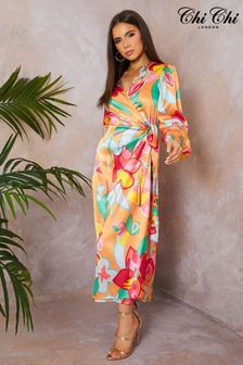 Платье-рубашка с длинными рукавами и цветочным принтом Chi Chi London (982693) | €113