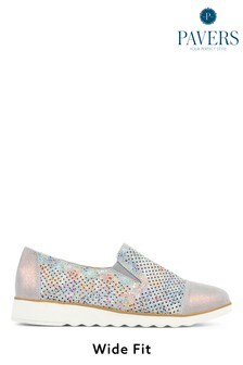 Pavers Grey Multi Ladies Wide Fit Lightweight Casual Slip-On Shoes (982750) | $48