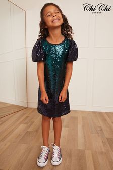 Платье миди для девочек с рукавами-буфами и пайетками Chi Chi London (983084) | €76