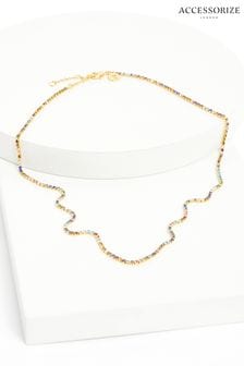 Accessorize Gold Plated 14ct Rainbow Tennis Necklace (983236) | kr221