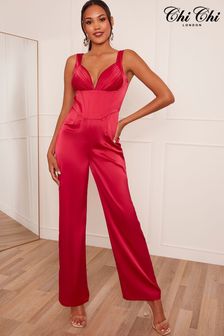 Chi Chi London Red Corset Style Jumpsuit (983394) | $187
