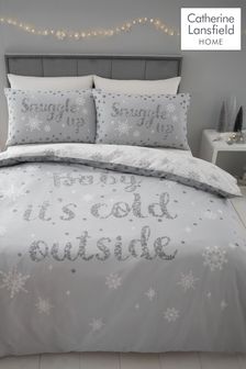 Catherine Lansfield Grey Baby It's Cold Outside Christmas Duvet Cover Set (983768) | €27 - €40