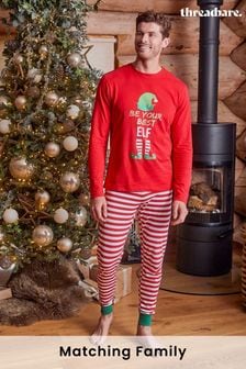 Threadbare Red Cotton Long Sleeve Christmas Pyjamas Set (984075) | $37