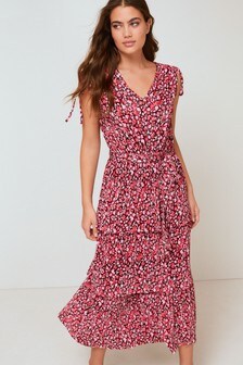 Plissé Midi Dress
