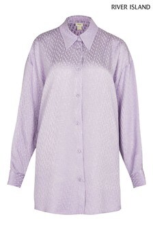 Chemise en jacquard à monogramme River Island violette