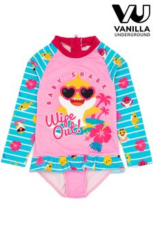 Vanilla Underground Pink Girls Baby Shark Swimsuit (984366) | $32