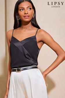 Lipsy Black Satin Panel Cami Vest (984436) | AED109