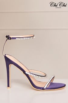 Chi Chi London Purple Diamante High Heel Strap Sandals (984475) | AED377