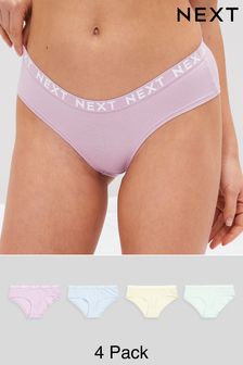 Pastel Colours Short Cotton Rich Logo Knickers 4 Pack (985172) | AED64