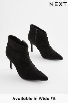 Black Forever Comfort® Point Toe Ruched Ankle Boots (985601) | $64