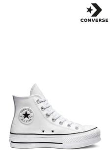 أبيض - حذاء رياضي جلد مرتفع من الأمام بقبة مرتفعة Chuck Taylor من Converse  (985788) | 445 ر.ق