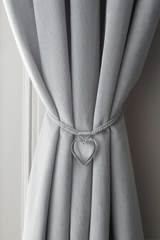 Set of 2 Silver Grey Heart Curtain Tie Backs (985938) | 605 UAH