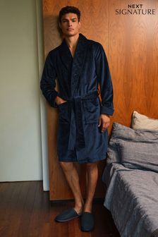 Navy Blue Velvet Signature Quilted Dressing Gown (985972) | €30