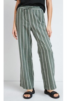 Pantalon en mélange de lin coupe large