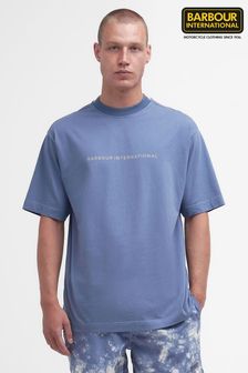 כחול  - חולצת טי לבנה עם לוגו בערימה בגזרה רפויה של Barbour® International (986267) | ‏251 ‏₪